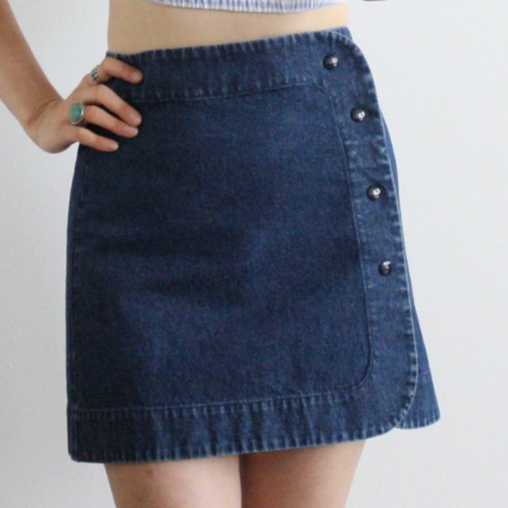 CARLEEN Blue Denim Skirt - Made in USA - Size Small